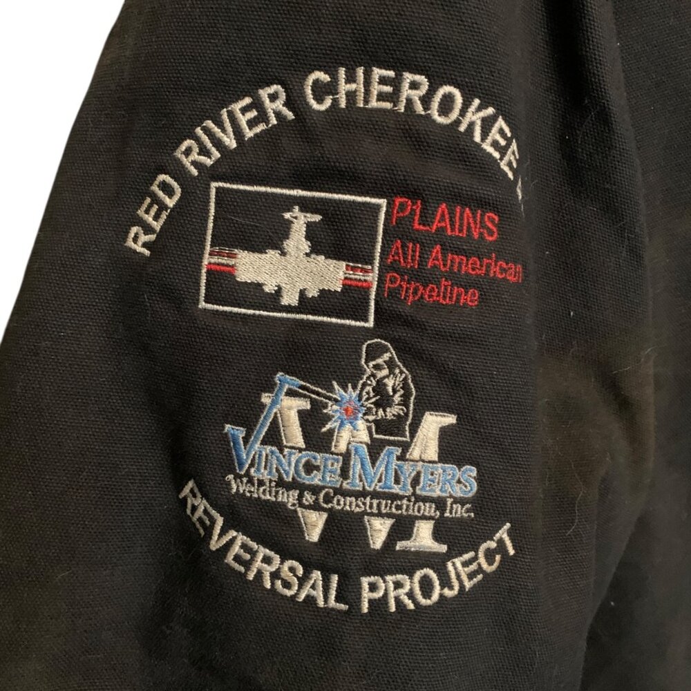 VTG 90s CARHARTT Jacket Duck Chore Quilted Black Pipeline Embroidery Size XL USA - Picture 3 of 16